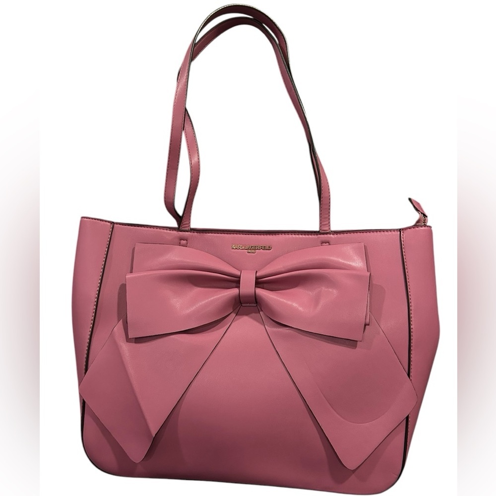 Karl Lagerfeld Pink Bow Leather Tote